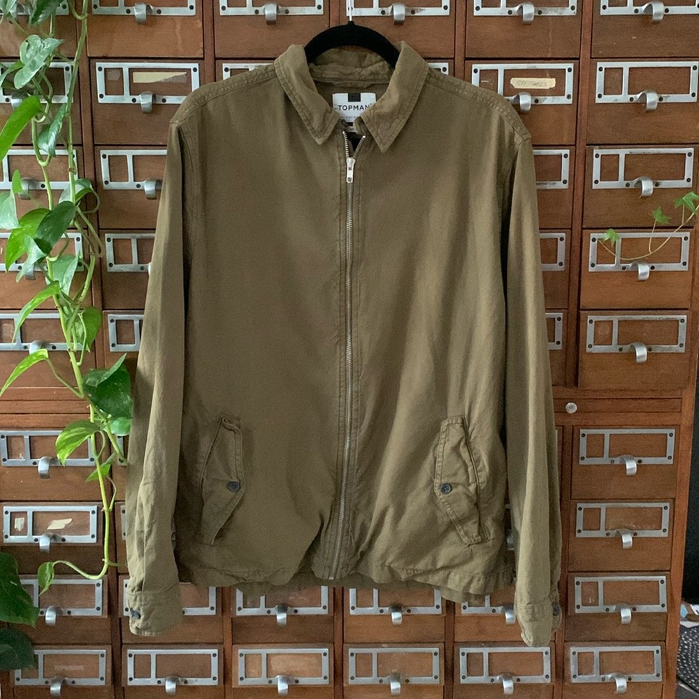 Topman Olive Green Jacket Overshirt Size Large